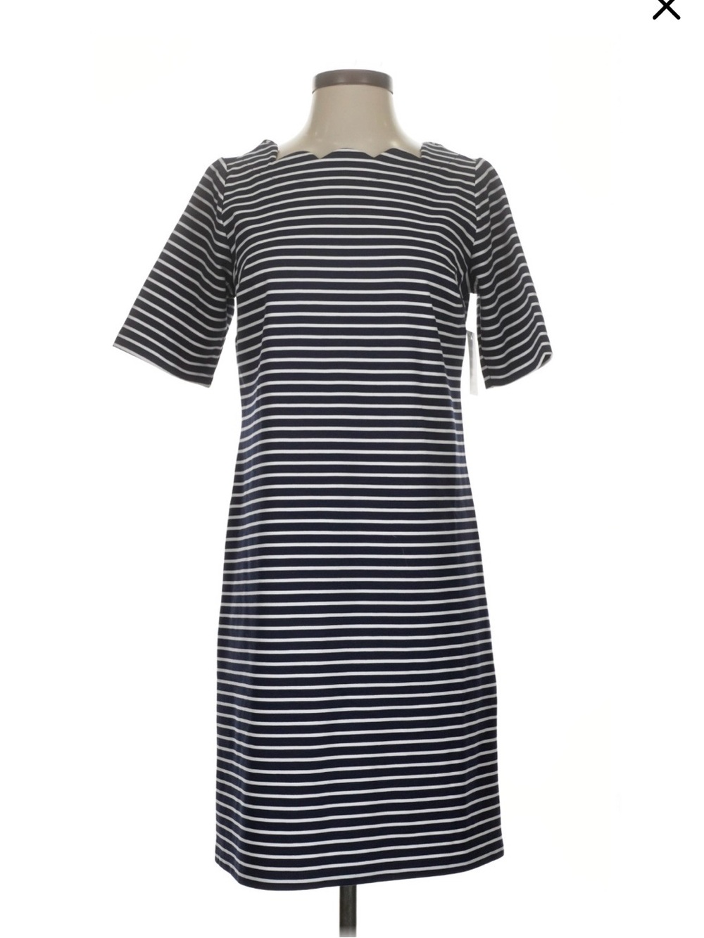 croft & barrow Navy and White Striped Midi Shift Dress